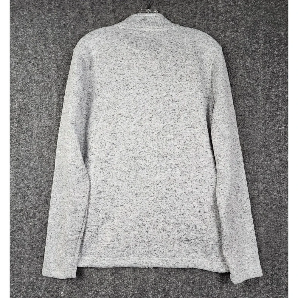 Chaps Sweater Fleece Jacket‎ Mens Medium Gray Marled Full Zip Mock Neck Pocket